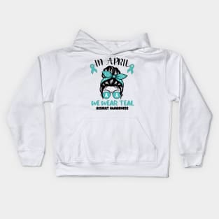 In April We Wear Teal: Stand Up Against Sexual Assault Kids Hoodie